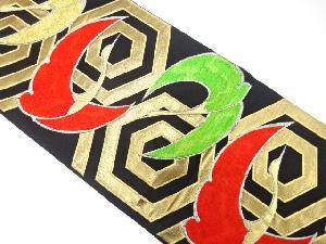 アンティーク　亀甲に鶴模様織り出し袋帯(材料)